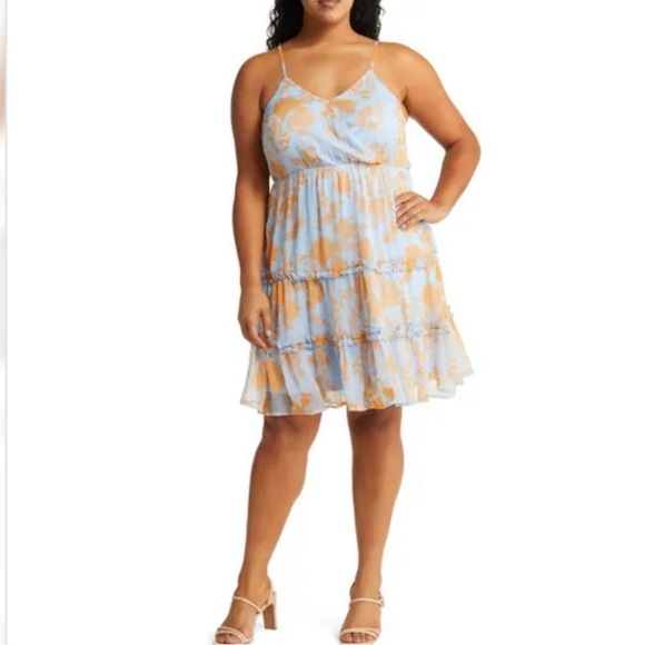 3.  Vero Moda Curve Kaya Sleeveless Ruffle Trim Dress in Blue Bella, Size 18W - Picture 12 of 12